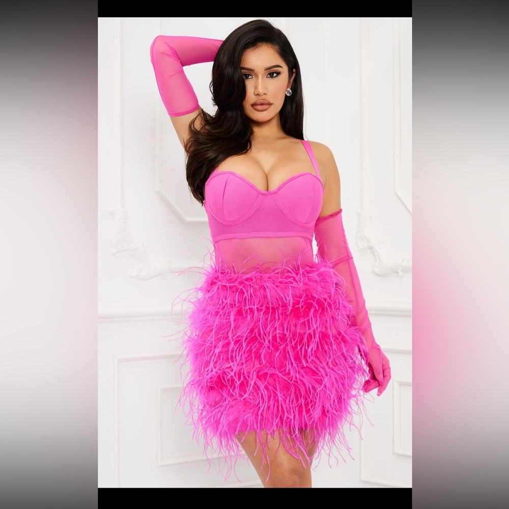 Pink feather dress